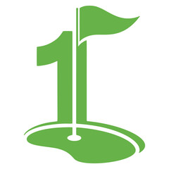 Golf Hole With Flag Vector