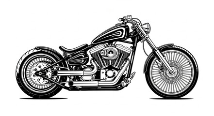 Black and White Motorcycle Illustration. © IPAN
