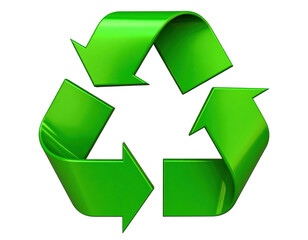 Obraz premium Green 3D recycling symbol, isolated on a white background
