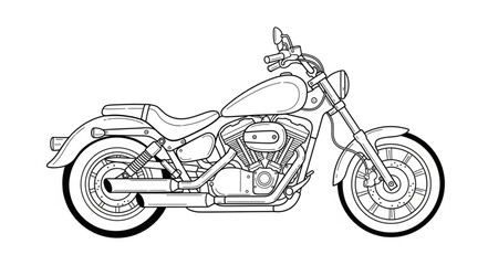 Black and White Motorcycle Illustration.