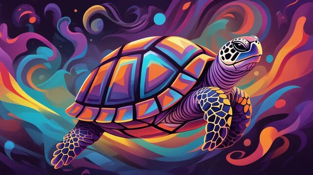 A stylized illustration of a turtle with a shell adorned in intricate geometric patterns. Ai