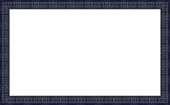 Denim stitched frame border isolated on transparent background, vector illustration