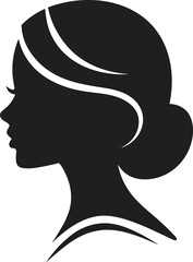 Woman face silhouette illustration, female profile portrait icon isolated, beauty hairstyle shadow vector symbol for fashion logo design concept © Hosna