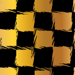 Gold seamless grunge pattern featuring abstract shapes, doodles, scribbles, geometric elements, grids, lines