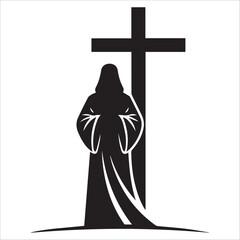 Redemption and Faith Christian Stencil: High-contrast silhouette of Jesus Christ with the cross, representing grace and sacrifice.