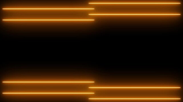 Glowing neon orange laser effect animation isolated on black background
