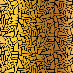 Gold colorful seamless grunge pattern featuring abstract shapes, doodles, scribbles, geometric elements, waves, lines and organic textures