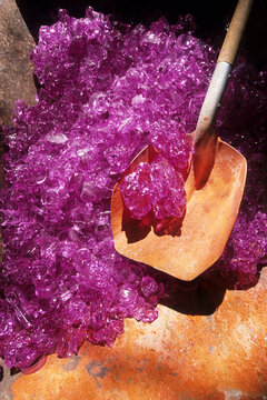 Raw materials, before fusion, used for crystal, Cristalleries Royales de Champagne, crystal glass-making factory of Bayel, Aube department, Champagne-Ardenne region, France, Europe