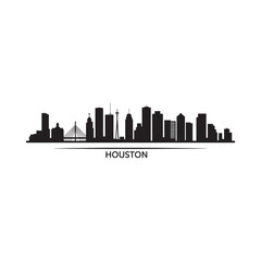 Fototapeta premium A striking black silhouette of the houston skyline with the city s name
