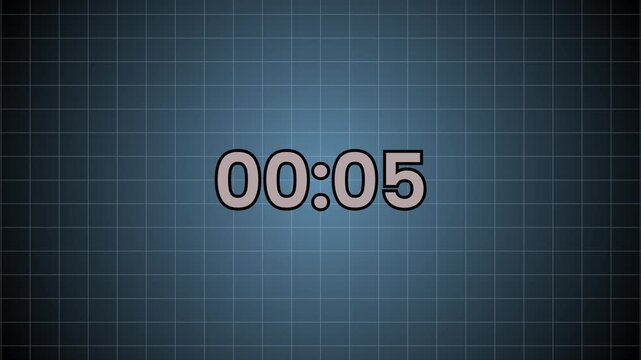 10 seconds digital engaging timer animation isolated on black background