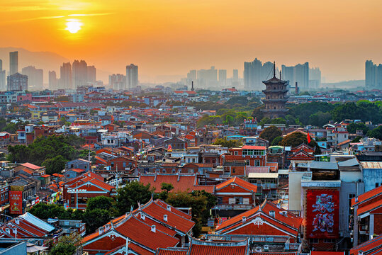 Sunset view of the old town of Quanzhou, UNESCO World Heritage), Fujian Province, China