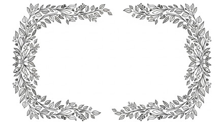 Black Floral Wreath Frame Border. © AAN