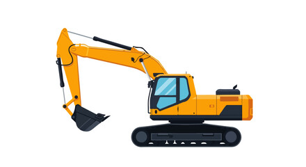 Excavator Vector Illustration &ndash; Heavy Construction  Machine and Industrial Machinery Design