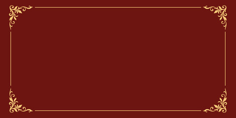 Decorative red background with ornate golden border illustration
