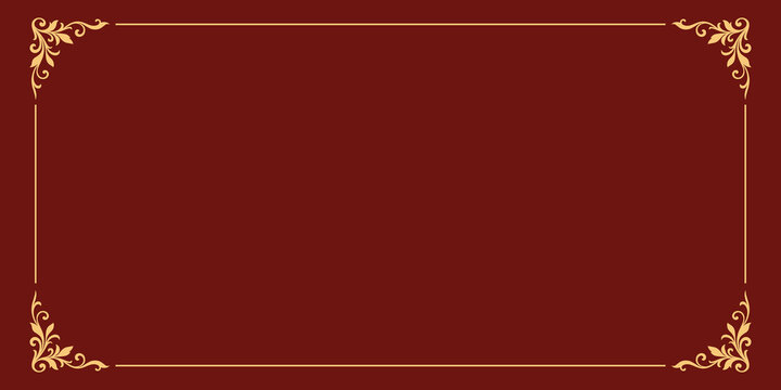 Decorative red background with ornate golden border illustration