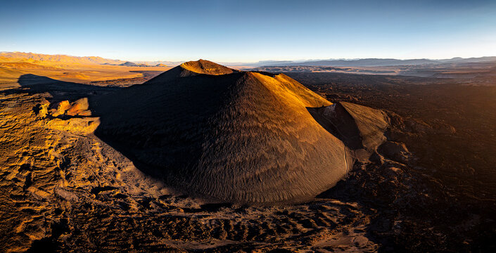 Aerial view of Alumbrera Volcano, Antofagasta de la Sierra, Puna, Catamarca, Argentina