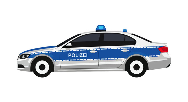 Germany StreifenwagenPatrol Car Polizei Vector Illustration &ndash; Law Enforcement Emergency Vehicle Design