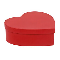 A red heart shaped box on a white background isolated on transparent background