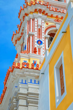 Bell tower, Panormitis monastery, Panormitis, Symi Island, Dodecanese Islands, Greece
