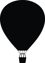 Obraz premium Minimalist black hot air balloon in flight silhouette vector icon