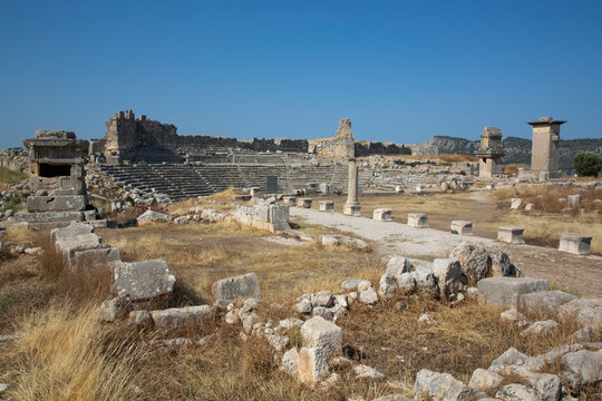 Roman Road Leading to Theater, Xanthos Archaeological Site, Originally Founded 8th Century BC, UNESCO World Heritage Site, Near Kalkan, Antalya, Turkey