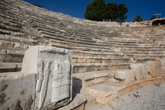 Stucco Relief, Greek Theater, Founded 3rd century BC, Patara Ancient City (origins back to 5, 500 BC), Patara National Park, Antalya, Turkey