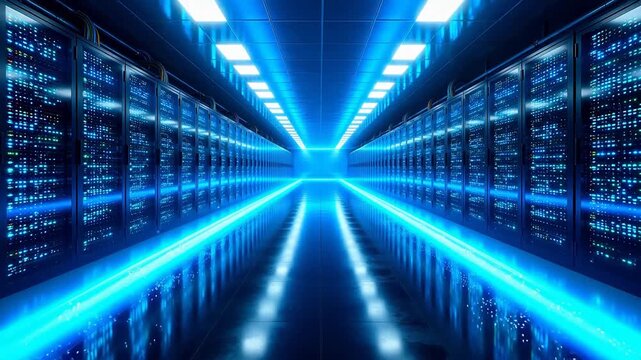 server room with blue lights