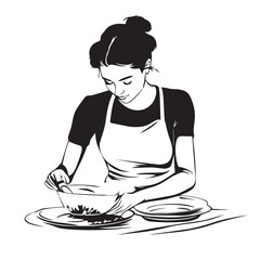 young woman washing dishes