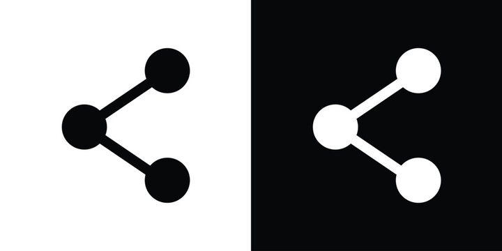 Social share vector icon set. Minimalist black and white connectivity symbols with nodes and lines. High-quality network graphics for social media marketing, app distribution, and data sharing.