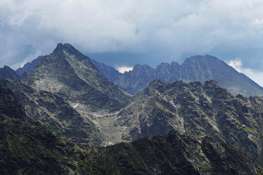 Mountain scenery in the High Tatras above the resort town of Strbske Pleso, Tatra National Park, Slovakia