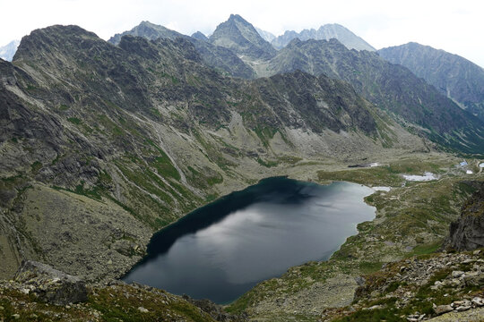 Mountain scenery in the High Tatras above the resort town of Strbske Pleso, Tatra National Park, Slovakia