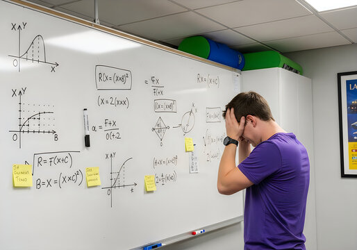 Man standing in front of a whiteboard with complex math equations