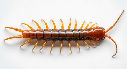 Fototapeta premium A close-up view of a centipede with many legs and antennae