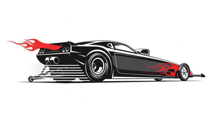 Black Sports Car Racing Illustration. © FAUZI