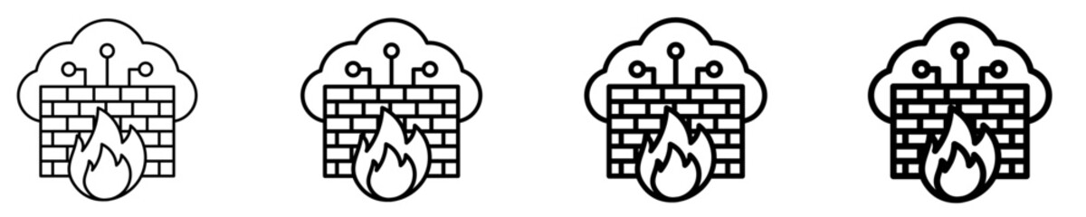 Firewall Protection  Icon Set Different Style Collection
