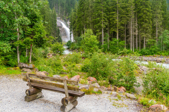 View of Krimml Waterfalls during summer, Krimml Waterfalls, Hohe Tauern National Park, Salzburger Land, Austria, Europe