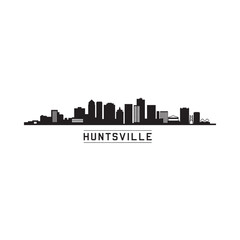 Obraz premium A minimalist black skyline illustration of huntsville alabama with its name