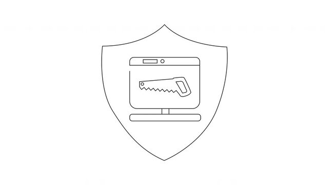Shielded Computer with Saw - Protecting Against Digital Threats.