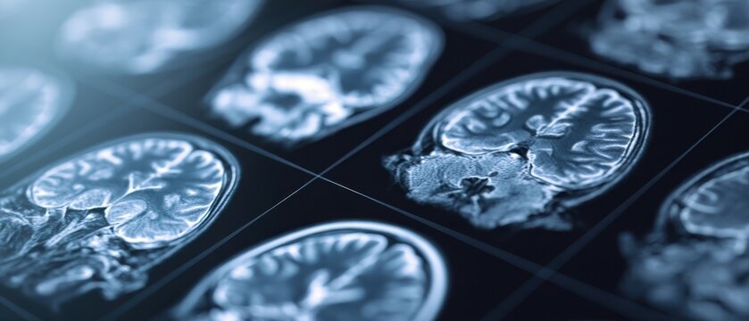 The brain MRI scans showing axial and coronal medical imaging of human cerebrum