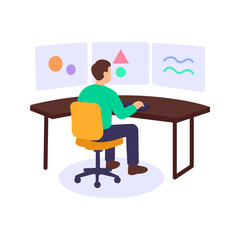 Fototapeta premium SIEM Dashboard, centralized security event monitoring and visualization, Flat vector character illustration