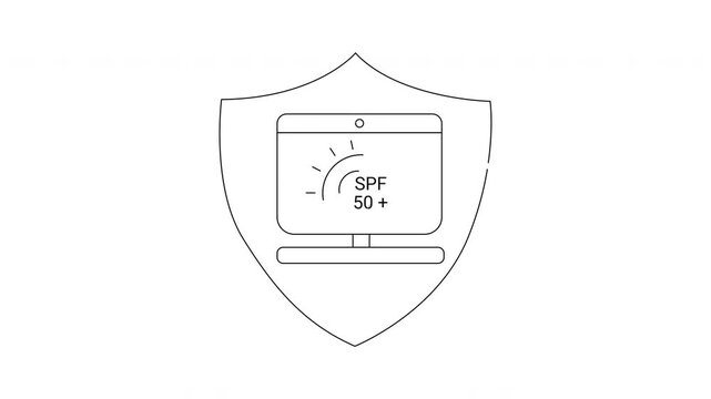Sun Protection Factor SPF Shield Icon Animation Concept.