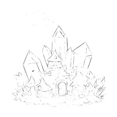 Fototapeta premium Fantasy Castle with Towers and Archway on White Background
