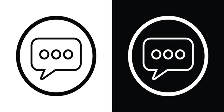Message speech bubble vector icon with dots inside a circle. Symbol representing live chat, online messaging, feedback, communication, and social interaction.