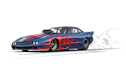 Blue Sports Car Racing Illustration. © IPUT