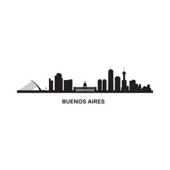 Fototapeta premium Silhouetted skyline of buenos aires argentina with city name labeling