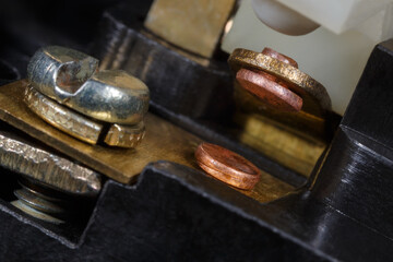 Copper contacts of light switch.