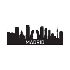Fototapeta premium A black silhouette of the madrid skyline with the city name displayed