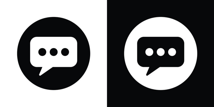 Message speech bubble vector icon with dots inside a circle. Symbol representing live chat, online messaging, feedback, communication, and social interaction.