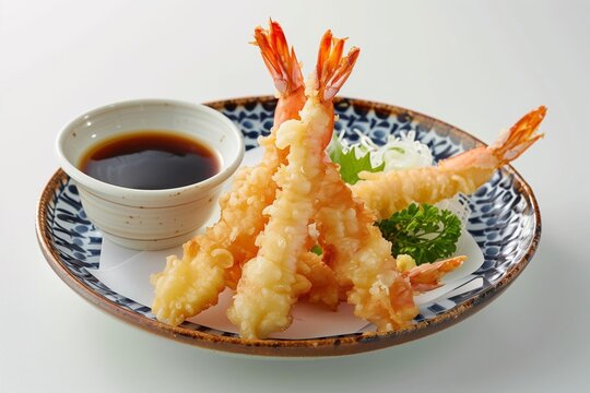 Crispy Japanese shrimp tempura served with dipping sauce