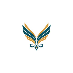 Obraz premium Abstract winged emblem vector design on black background